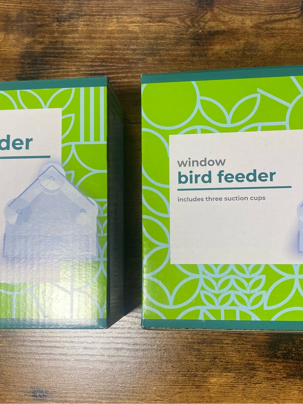 Window Bird Feeder with Suction Cups - Green - Two New In Box